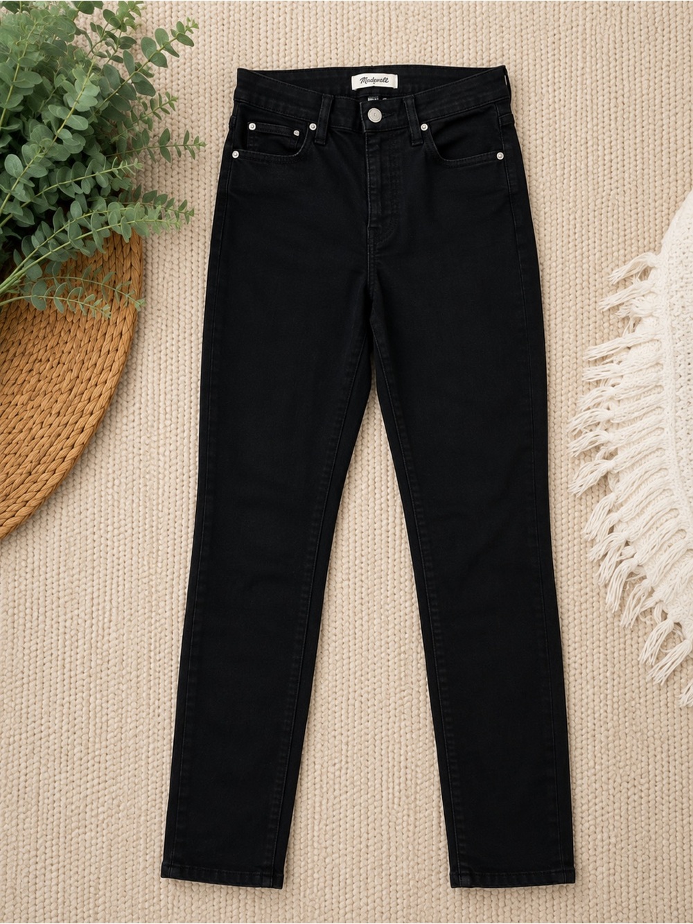 Madewell 9” High-Rise Skinny Jeans – Black Wash – Size 28